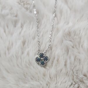 Elegant Silver 925 and Blue Floral Moissanite Pendant Necklace